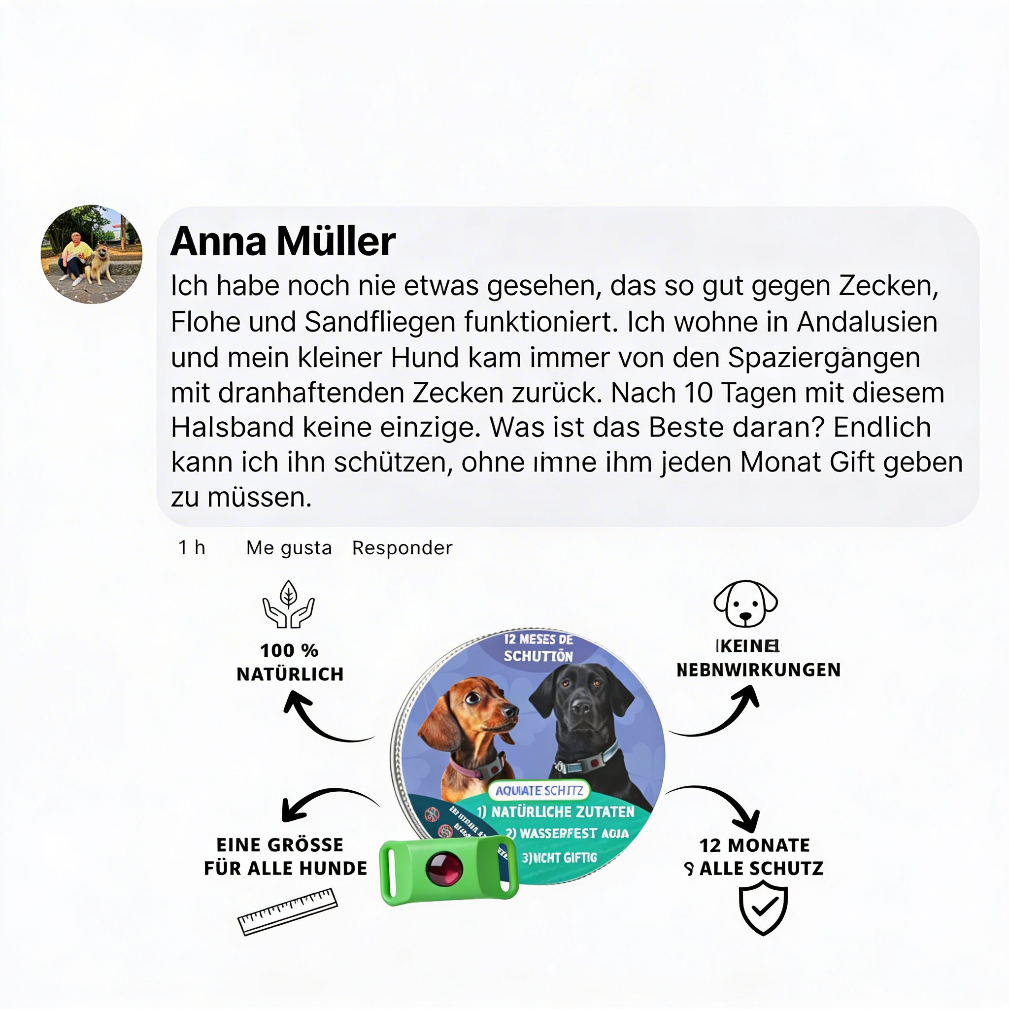 Flofrei® Naturschutz-Anhänger – 12 Monate Schutz vor Flöhen, Zecken & Parasiten