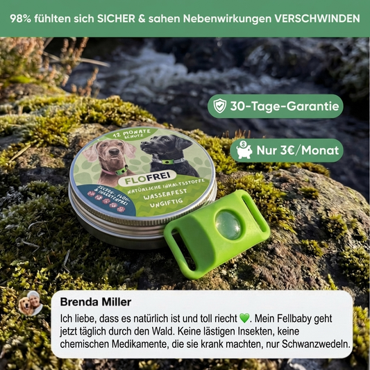 Flofrei® Naturschutz-Anhänger – 12 Monate Schutz vor Flöhen, Zecken & Parasiten
