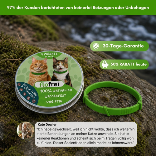 Flofrei® für Katzen | Natürlicher Floh- & Zeckenschutz 4 Monate