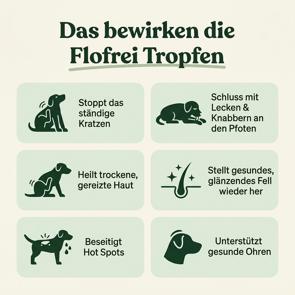 Flofrei® Haut & Fell Serum Tropfen für Hunde  Omega-3 & Kollagen