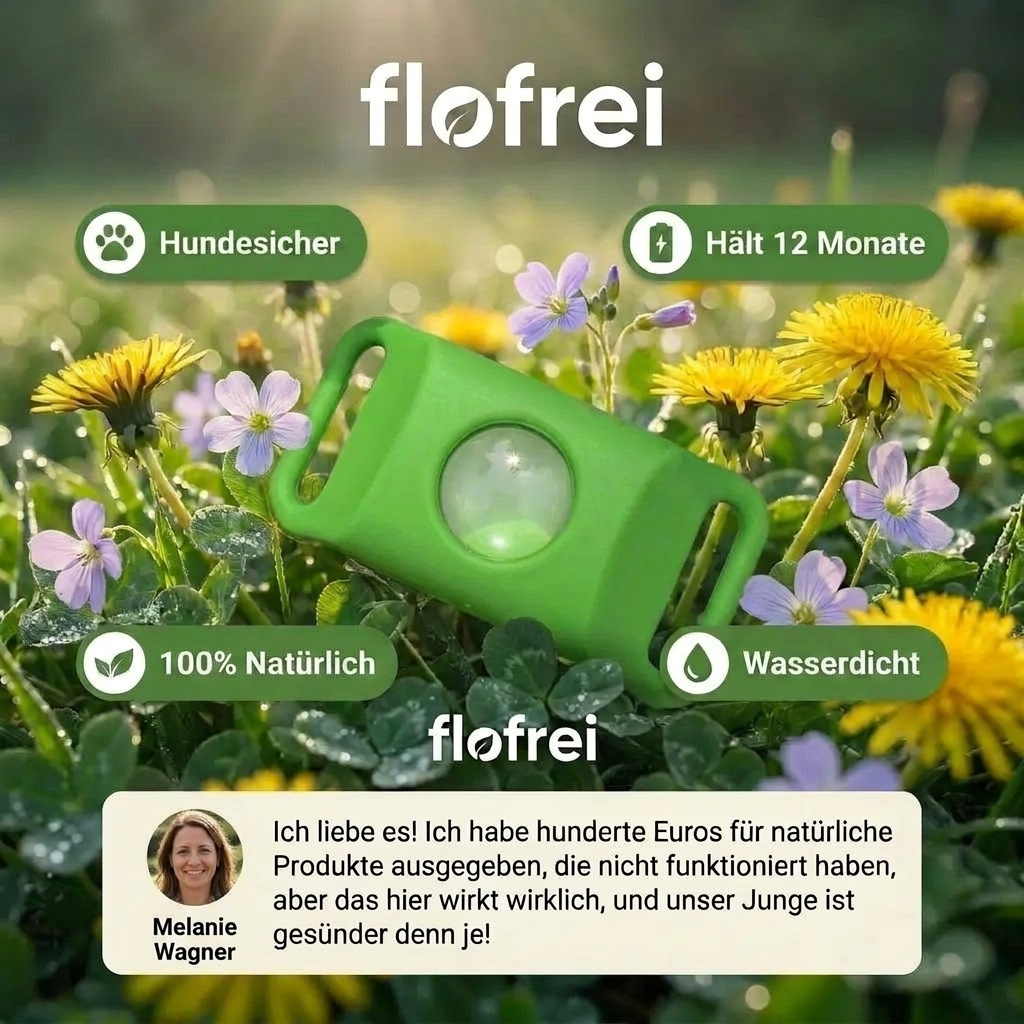 Flofrei® Naturschutz-Anhänger – 12 Monate Schutz vor Flöhen, Zecken & Parasiten