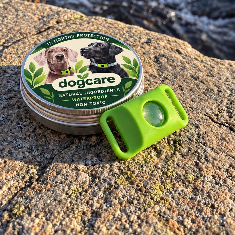 The dogcare tin and the green pendant